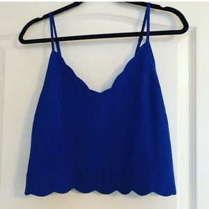 Boutique brand blue scalloped crop top